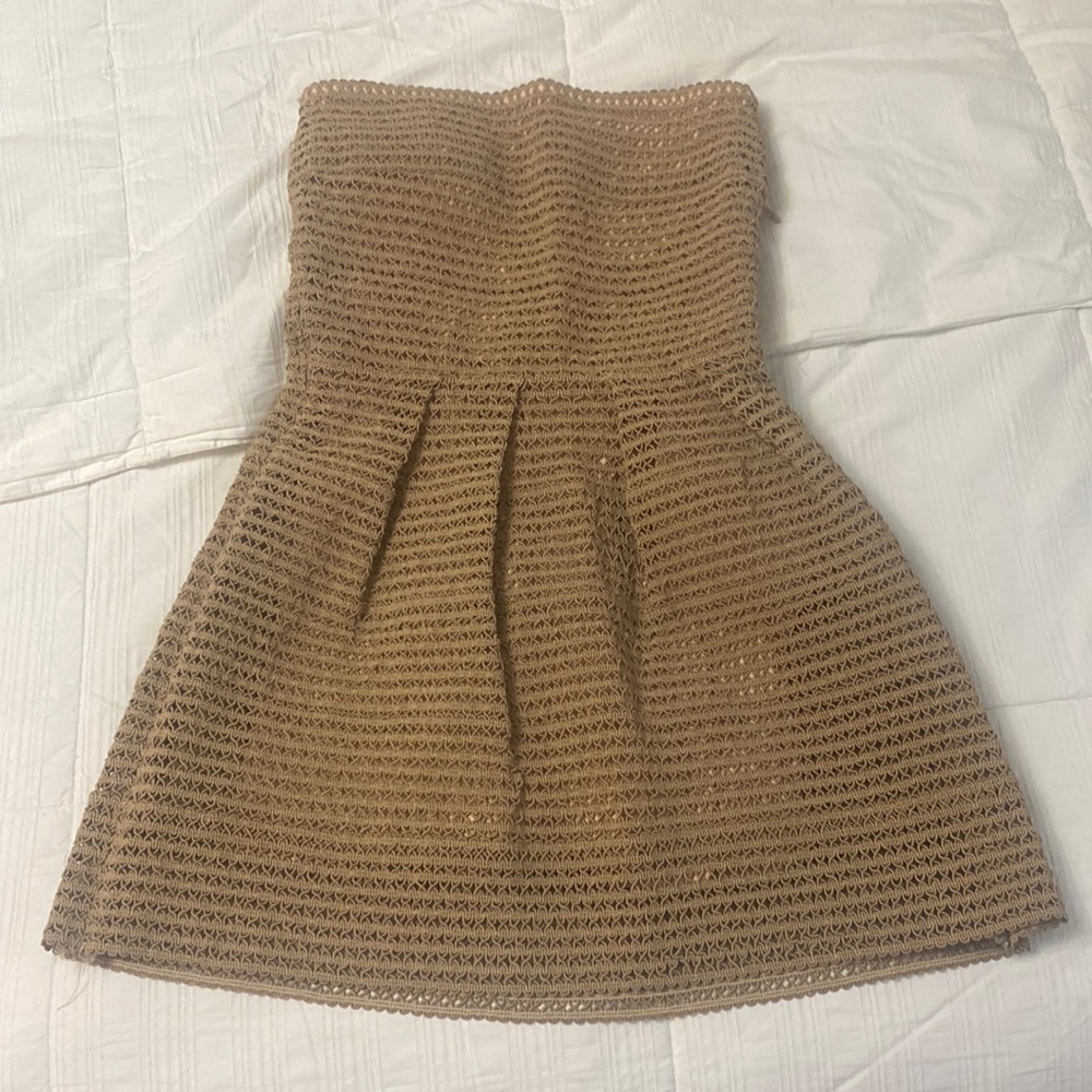 strapless lined mini dress